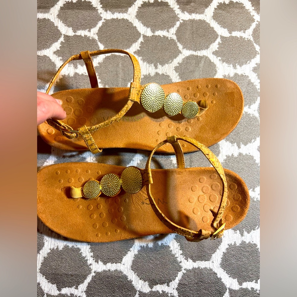 Vionic Gold and Tan Sandals